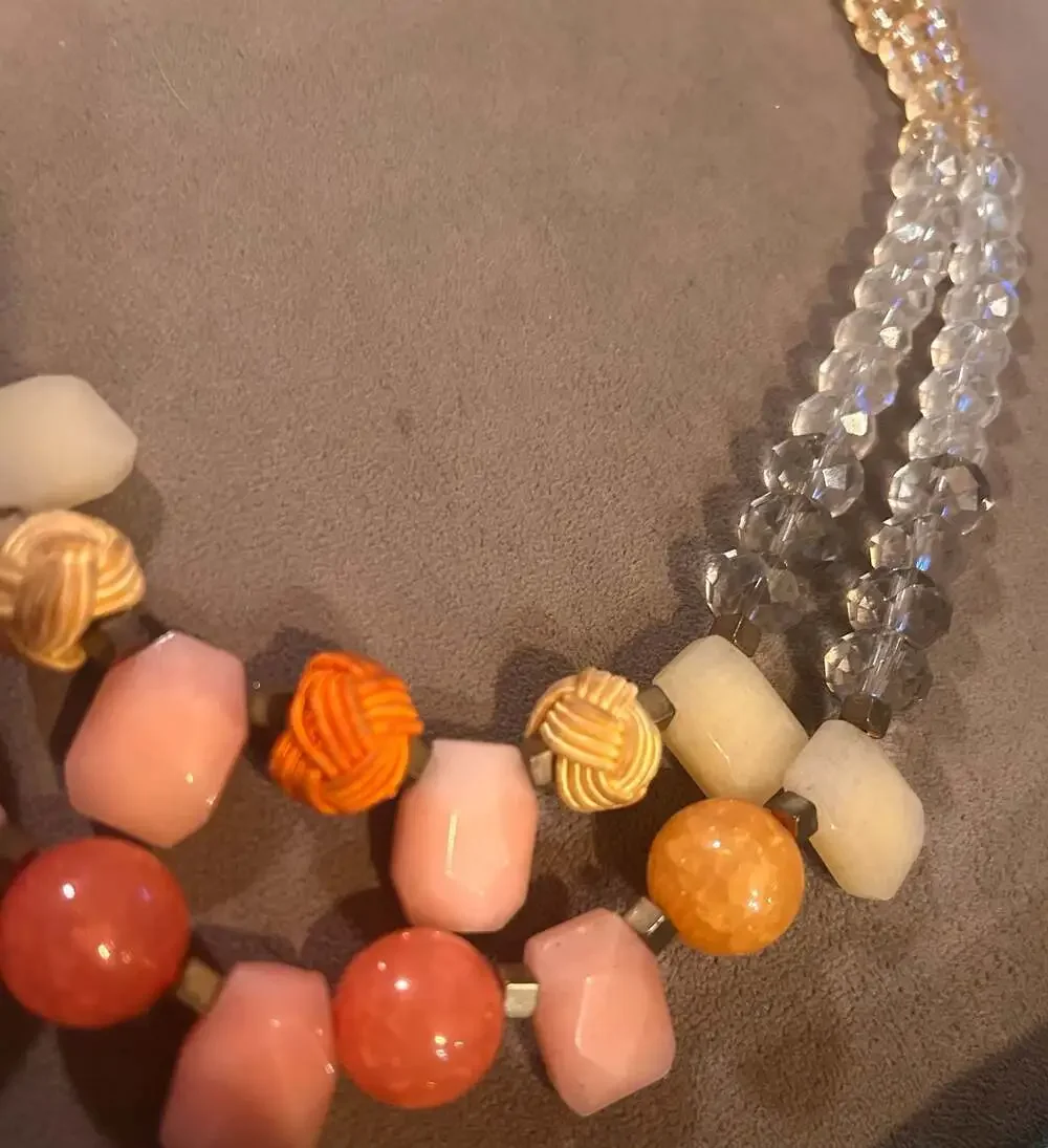 Loft Multi-Strand Statement Necklace with Mixed Beads and Knotted Accents